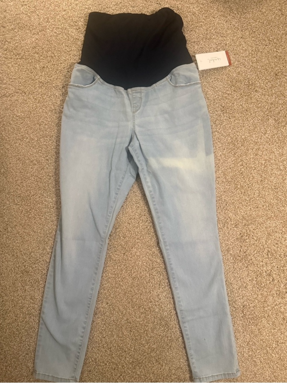 Isabel Maternity by Ingrid & Isabel Light Blue Skinny Jeans with Black Overband